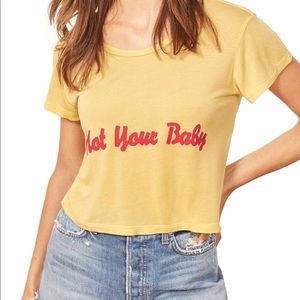 NWT reformation not your baby yellow crop tee